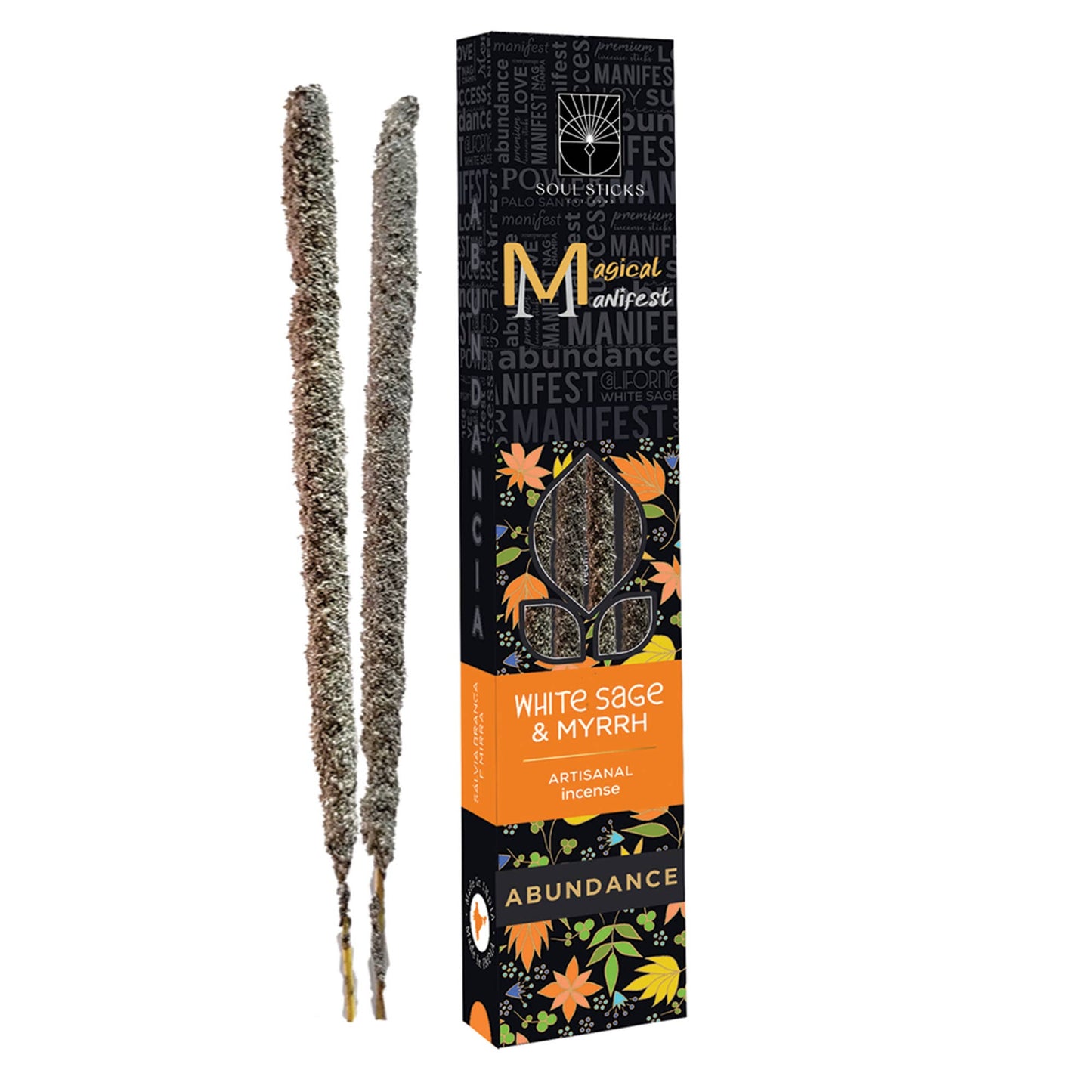Magical Manifest Incense Sticks, Abundance White Sage Myrrh