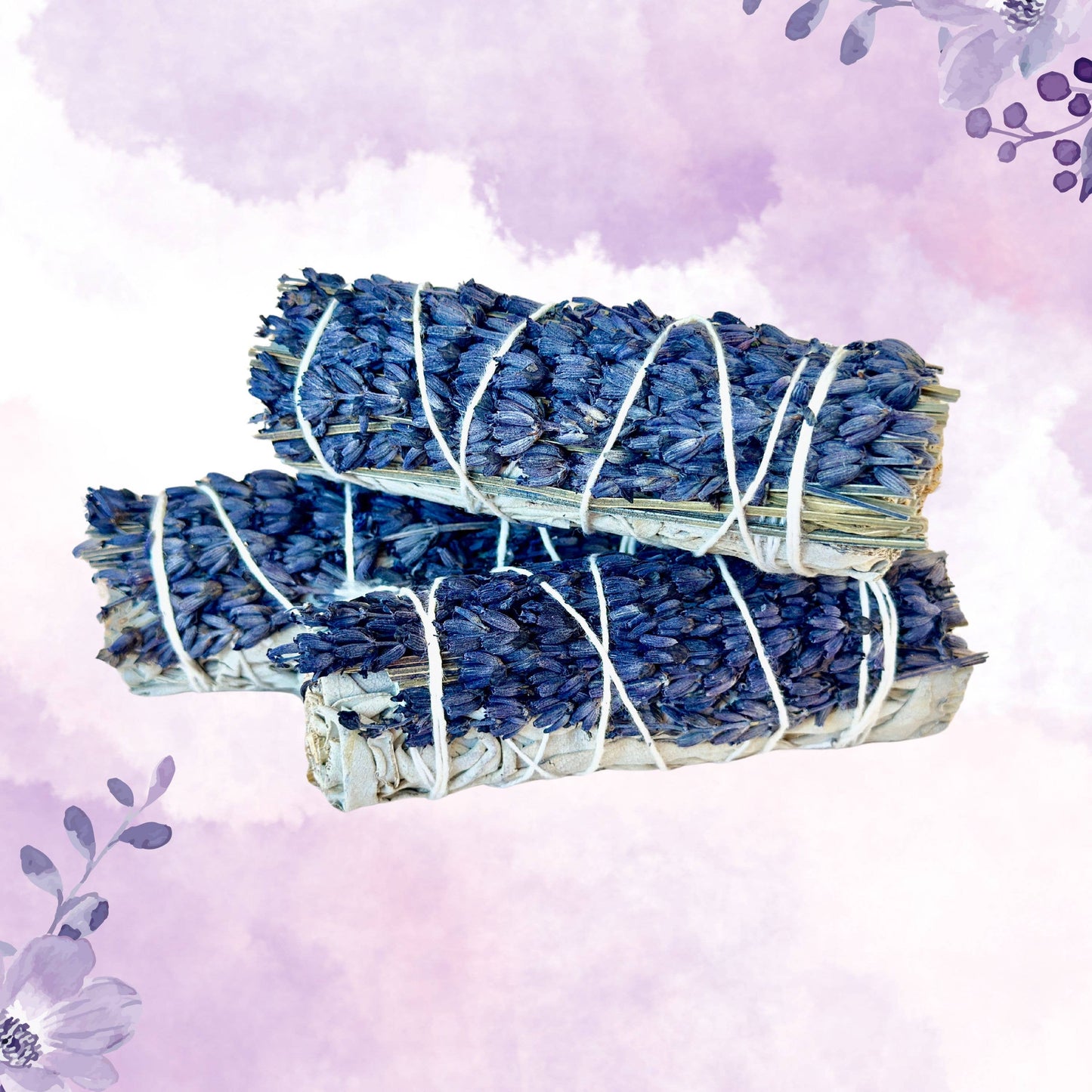 White Sage w/ Lavender Flowers Smudge Sticks in Bulk