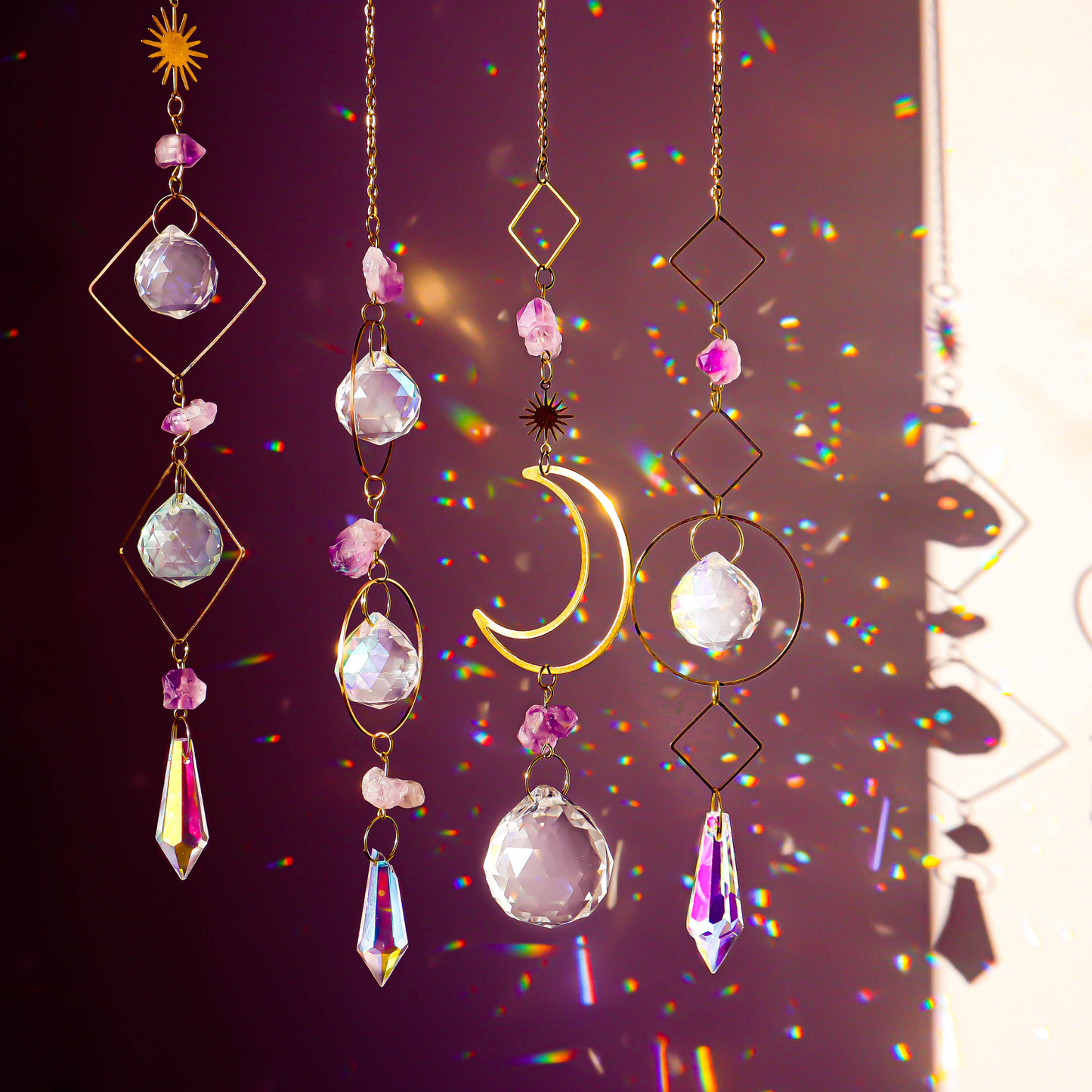Amethyst Crystal Suncatcher - Purple Healing Gemstone