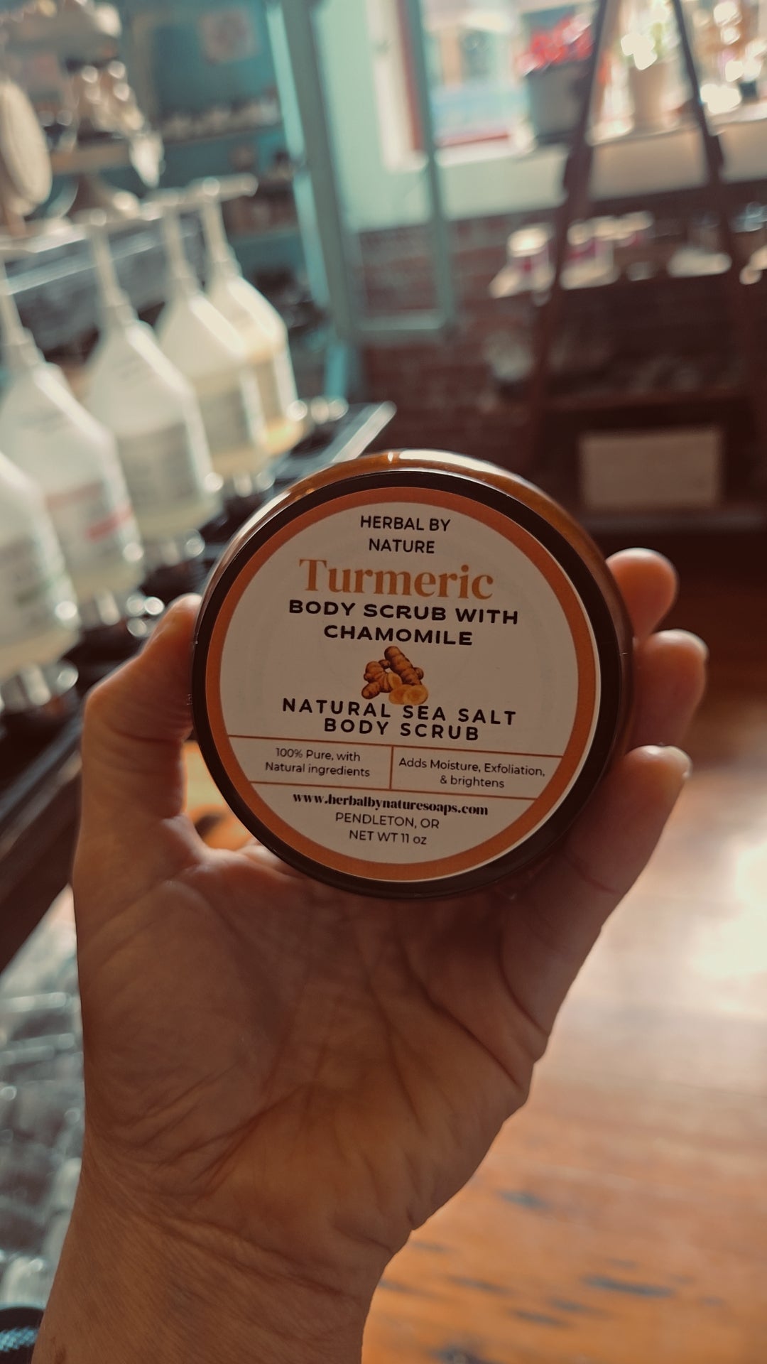 Turmeric infused sea salt scrub