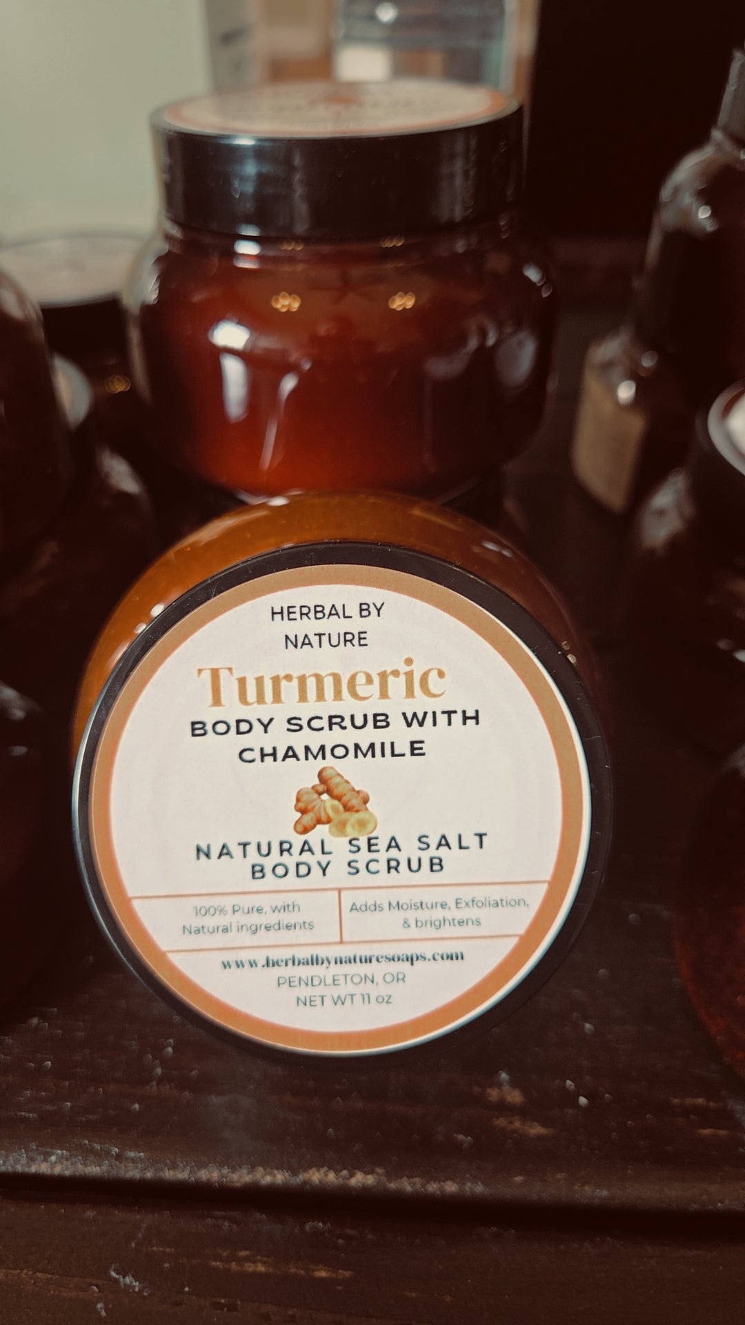 Turmeric infused sea salt scrub