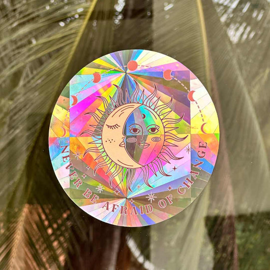 Sun and Moon Suncatcher Window Sticker – Rainbow Boho Decor