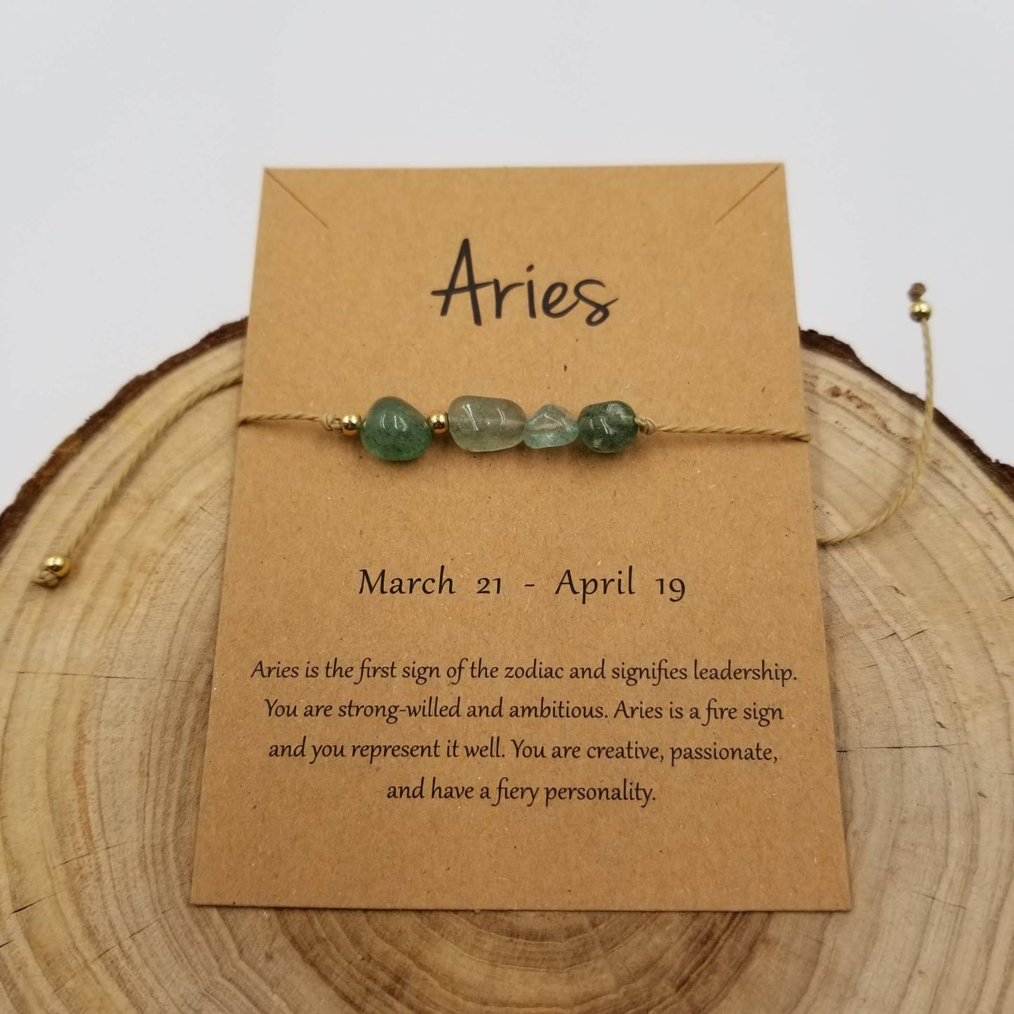Natural Stone Handwoven Constellation Bracelet with Card: Leo