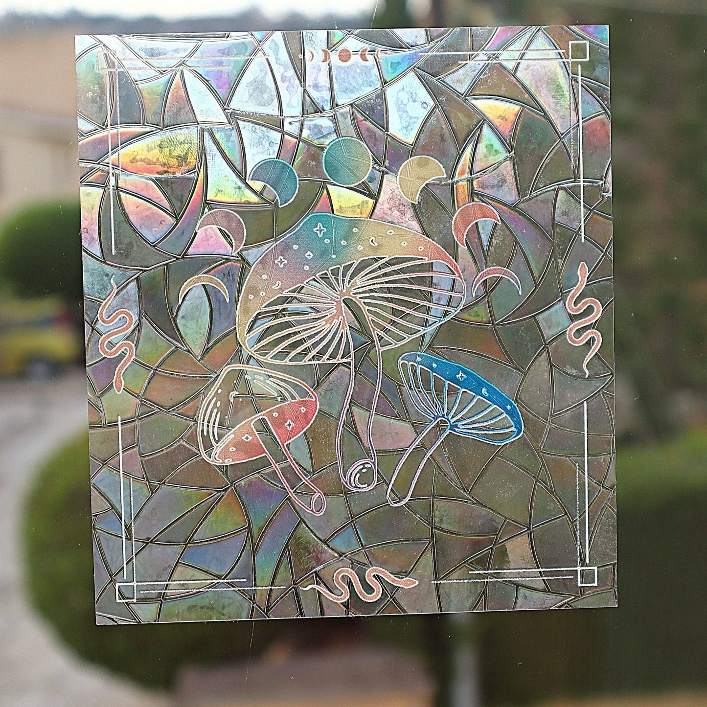 Mushroom Suncatcher Window Cling - Rainbow Sticker