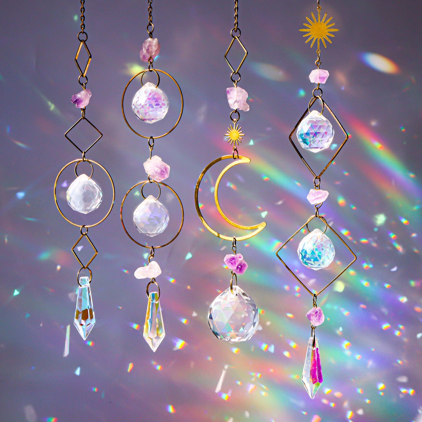 Amethyst Crystal Suncatcher - Purple Healing Gemstone