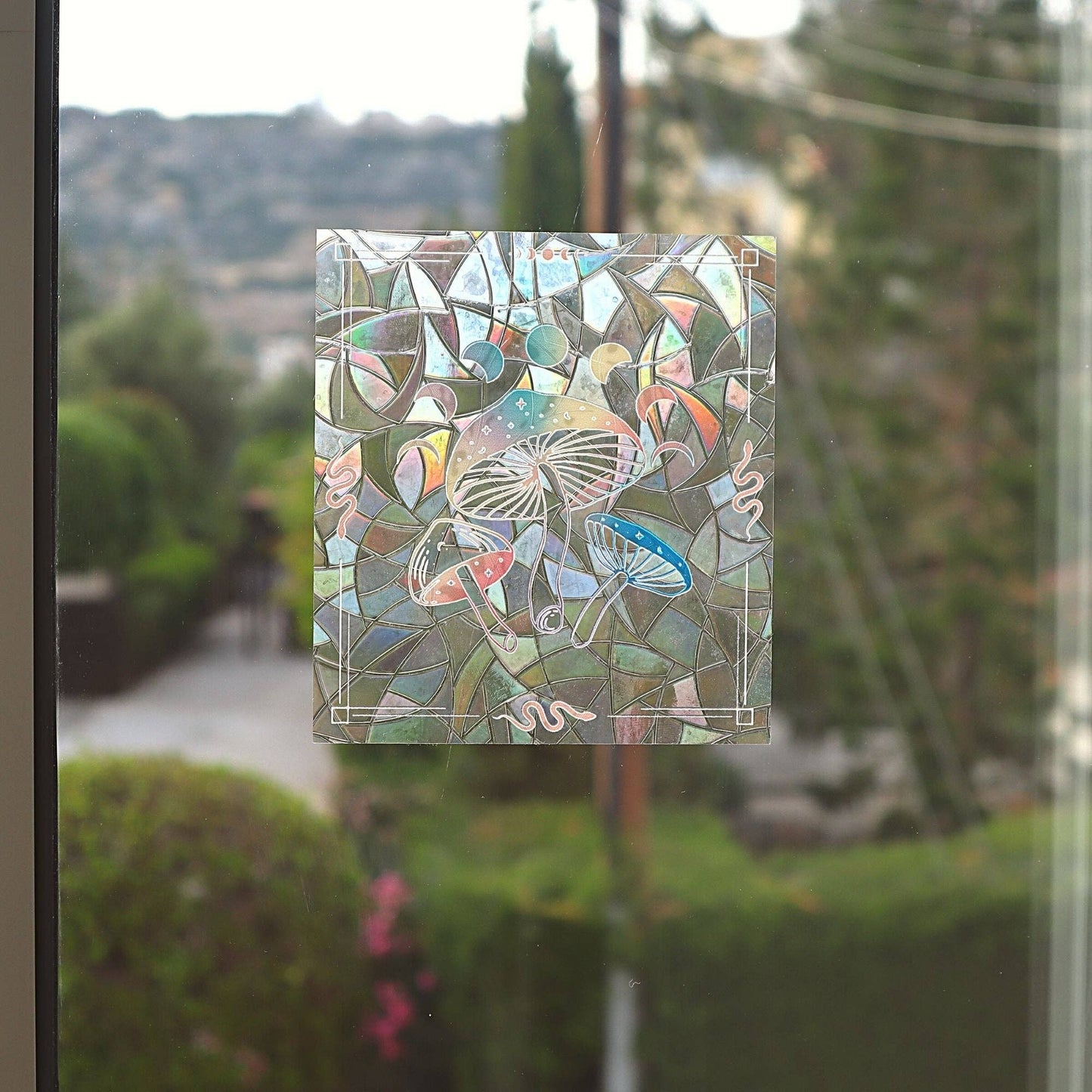Mushroom Suncatcher Window Cling - Rainbow Sticker