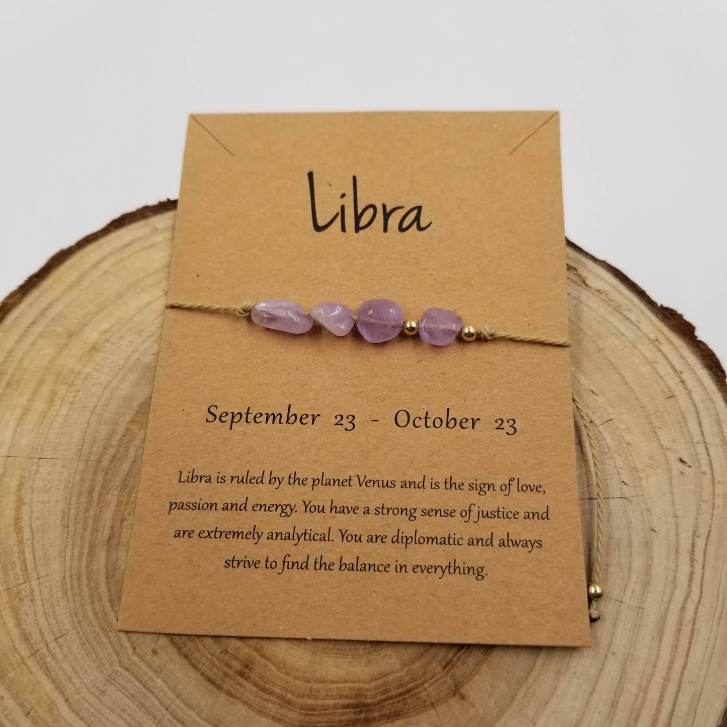 Natural Stone Handwoven Constellation Bracelet with Card: Leo