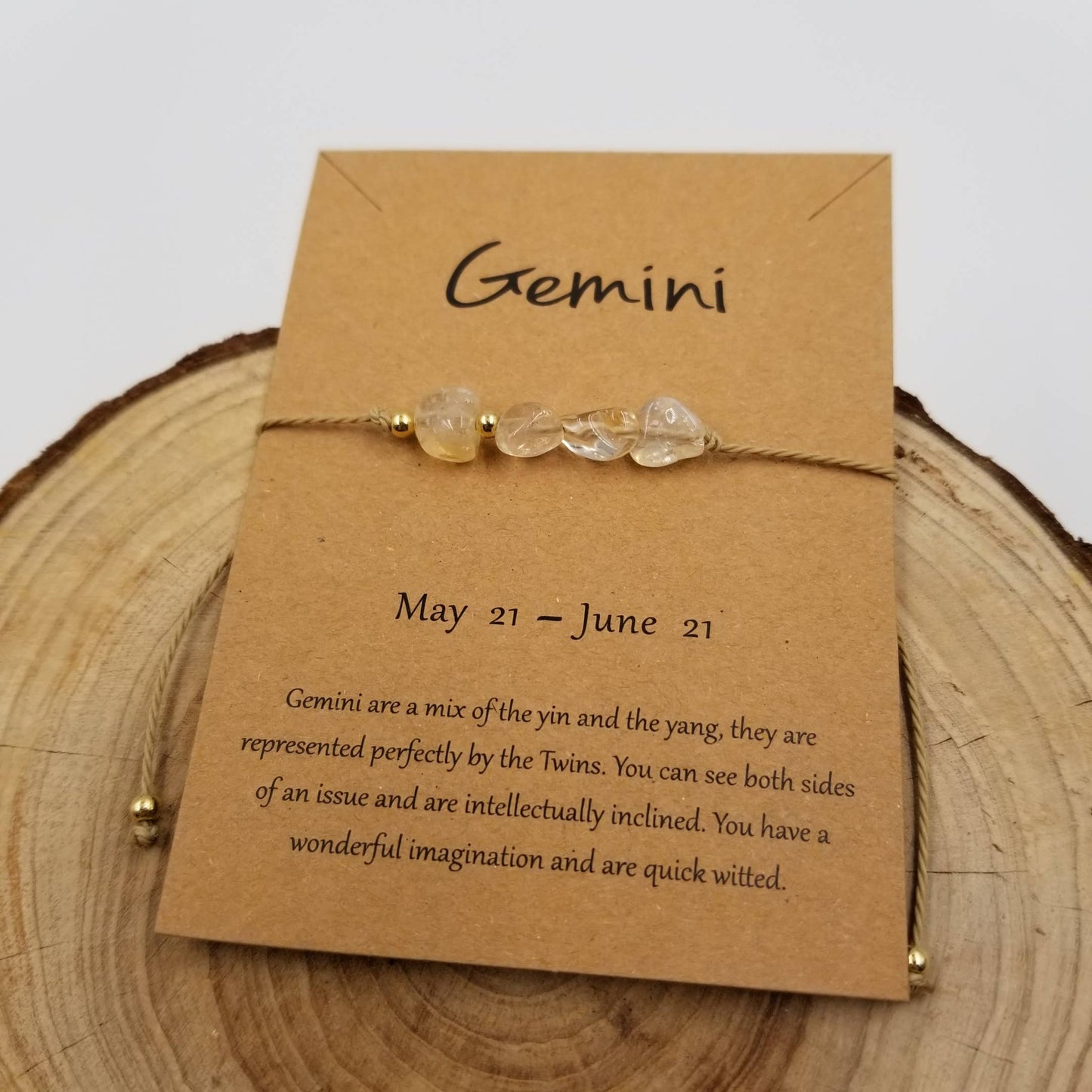 Natural Stone Handwoven Constellation Bracelet with Card: Leo