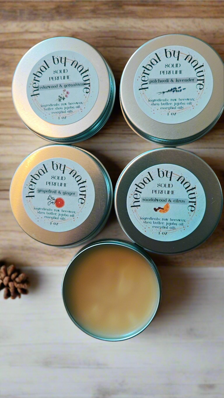 Solid perfume with essential oils