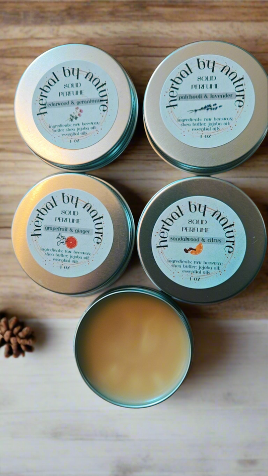 Solid perfume with essential oils
