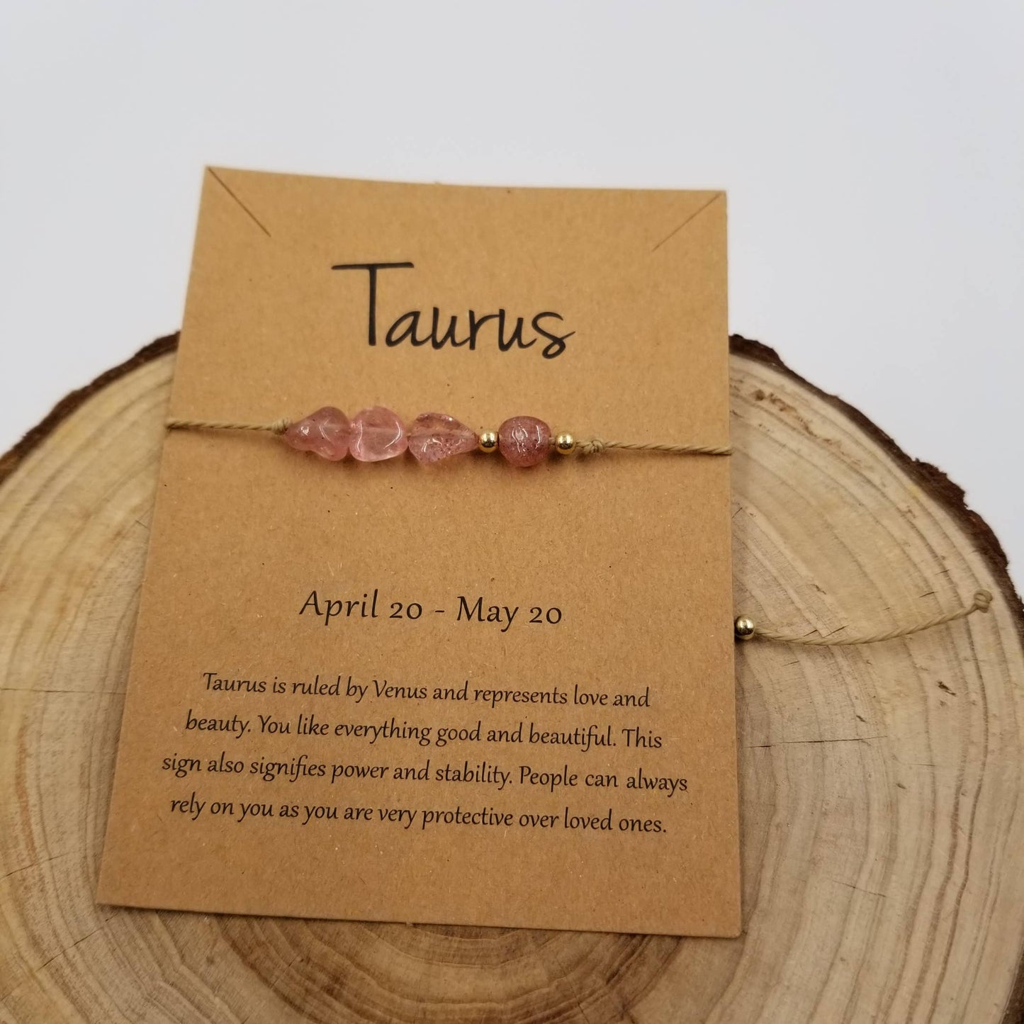 Natural Stone Handwoven Constellation Bracelet with Card: Leo