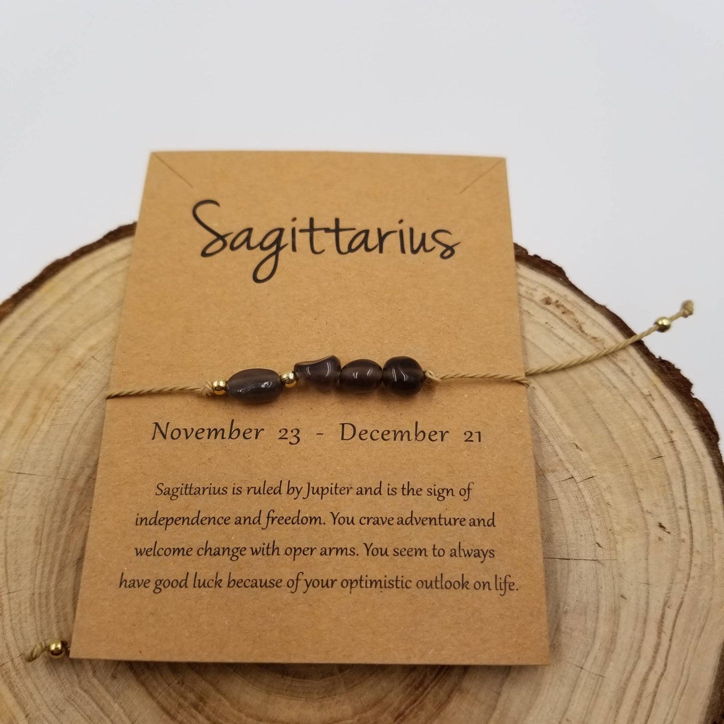 Natural Stone Handwoven Constellation Bracelet with Card: Leo