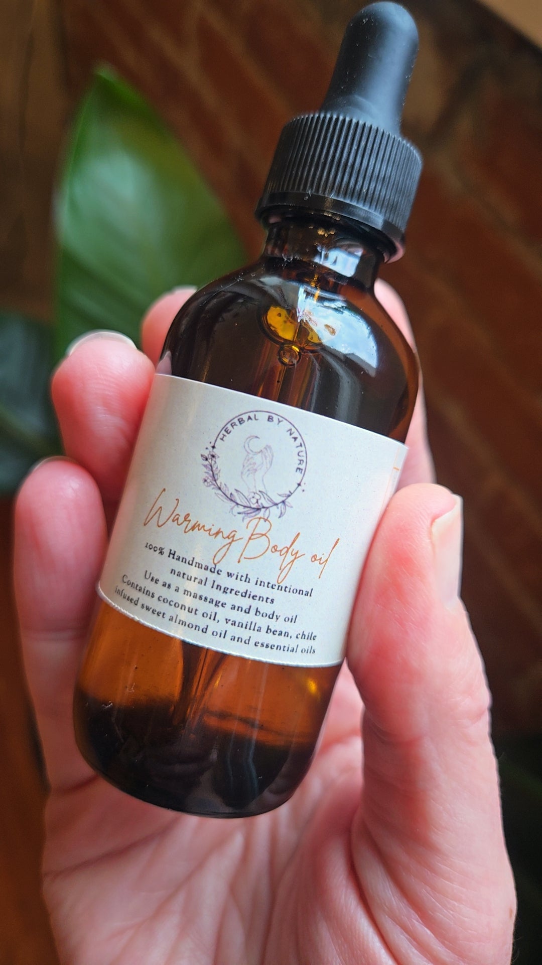 Warming herbal/vanilla bean infused body & massage oil
