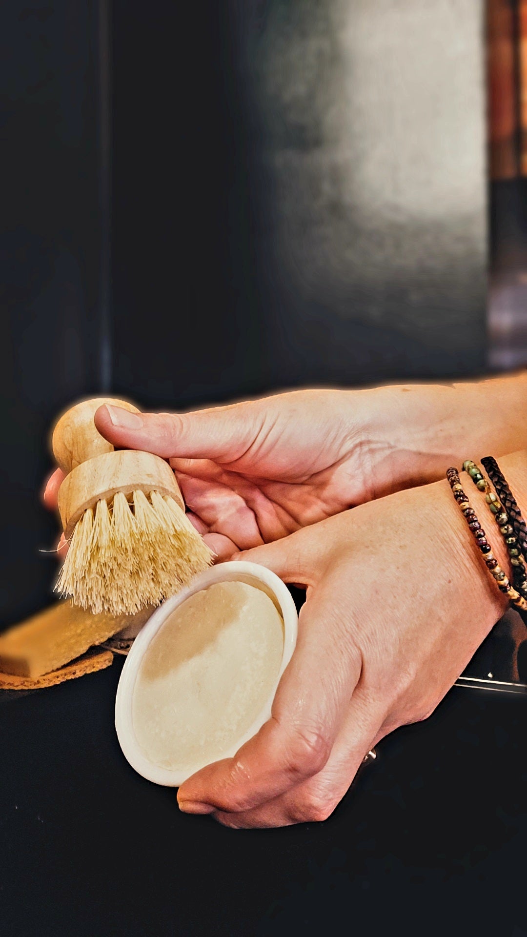 Solid natural dish soap